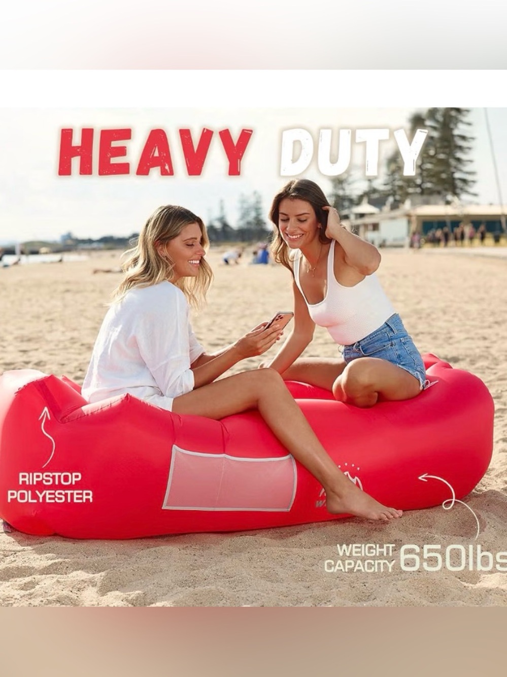NEW WEKAPO Inflatable Air Lounger Portable Air Sofa Camping Beach‎ Hammock Red